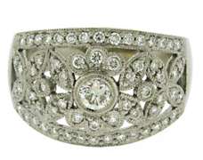 Fancy Milgrain and Diamond Floral Ring