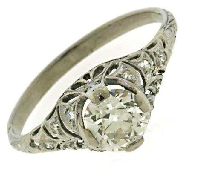 Vintage 14kt WG Diamond Engagement Ring