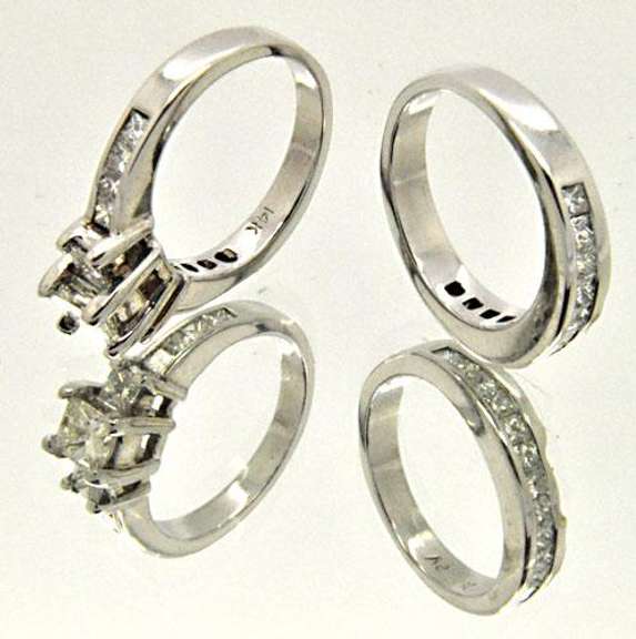 14K WHITE GOLD LADIES 2 RINGS SET 2.00 CARATS DIAMONDS.