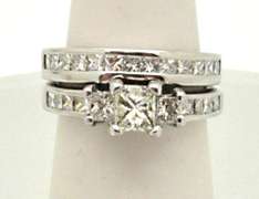 14K WHITE GOLD LADIES 2 RINGS SET 2.00 CARATS DIAMONDS.