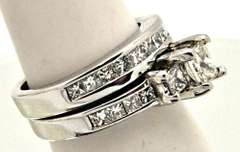 14K WHITE GOLD LADIES 2 RINGS SET 2.00 CARATS DIAMONDS.
