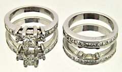 14K WHITE GOLD LADIES 2 RINGS SET 2.00 CARATS DIAMONDS.