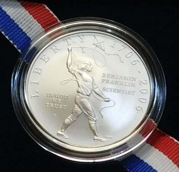 2006 Silver Unc Franklin, Scientist Dollar, Gov box/doc
