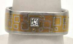 24K GOLD & PLATINUM SQUARE DESIGN DIAMOND BAND.