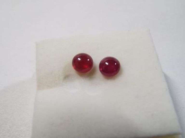 Vivid Red Ruby Cabochon PAIR Gemstones