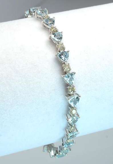 Darling Aquamarine & Diamond Bracelet in Sterling