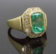 Emerald and Diamond Halo Cocktail Ring