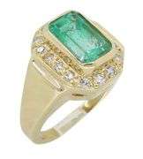 Emerald and Diamond Halo Cocktail Ring