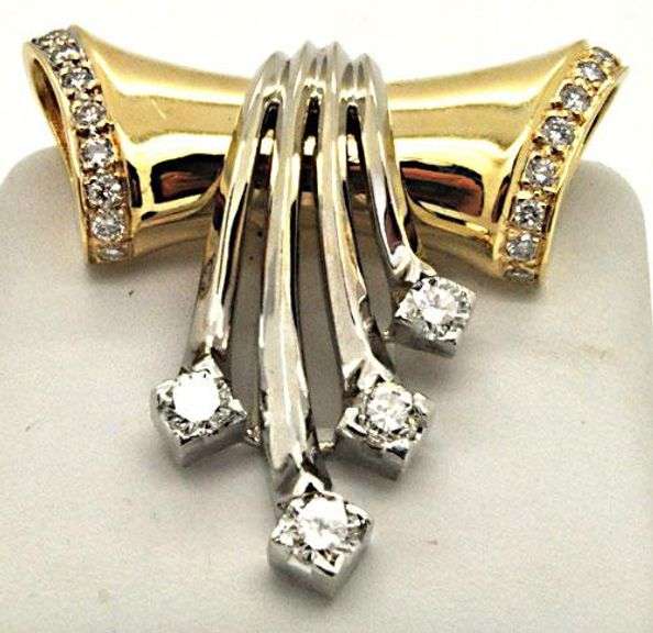 14K TWO TONE GOLD AND DIAMOND SLIDE PENDANT.