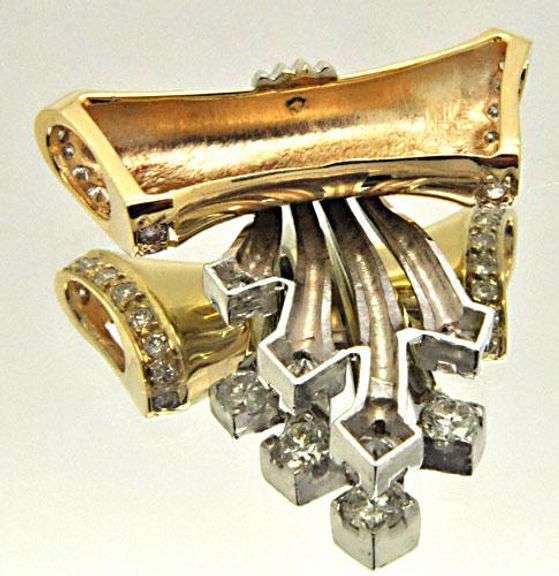 14K TWO TONE GOLD AND DIAMOND SLIDE PENDANT.