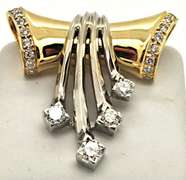 14K TWO TONE GOLD AND DIAMOND SLIDE PENDANT.