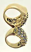 14K YELLOW GOLD TANZANITE AND DIAMOND RING.