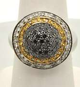 18K WHITE GOLD RING WITH WHITE, BLACK AND YELLOW DIAMONDS