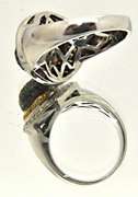 18K WHITE GOLD RING WITH WHITE, BLACK AND YELLOW DIAMONDS
