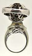 18K WHITE GOLD RING WITH WHITE, BLACK AND YELLOW DIAMONDS