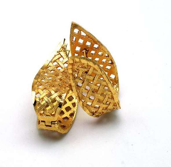 Unique Woven 14KT Yellow Gold Earrings
