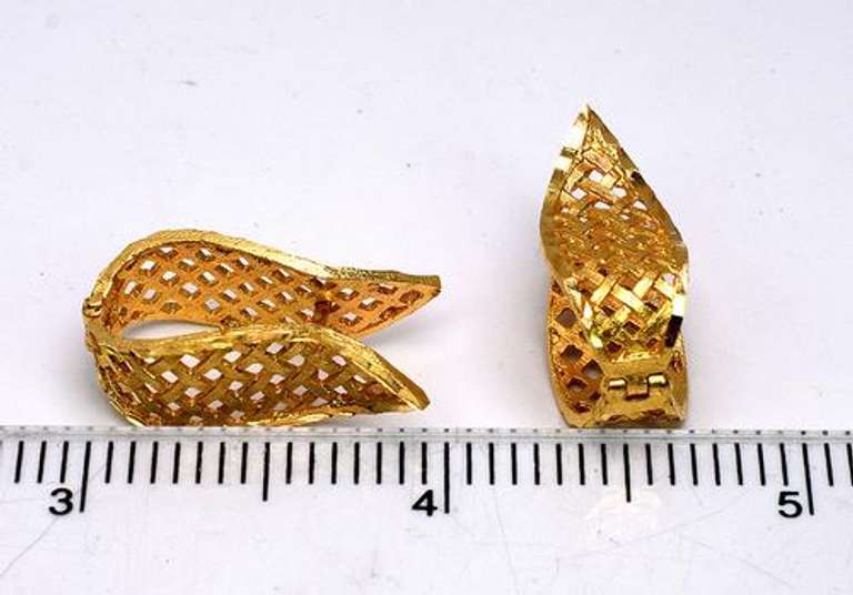Unique Woven 14KT Yellow Gold Earrings