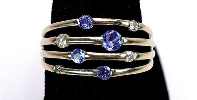 Incredible Iolite & Diamond Band in White Gold