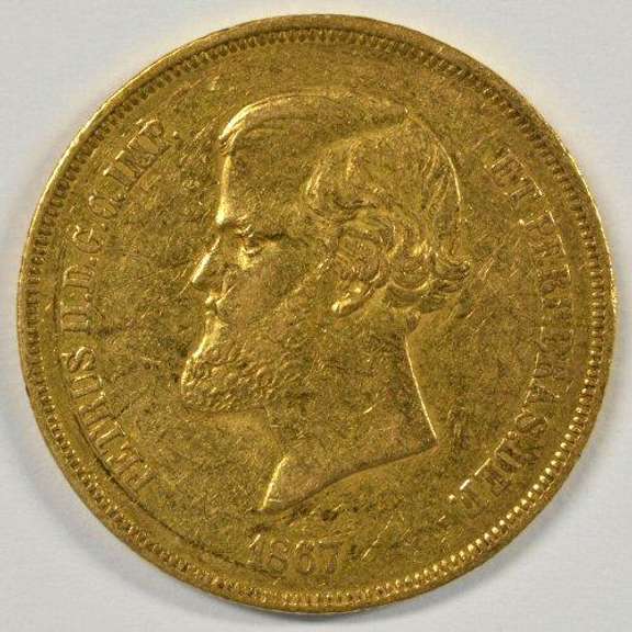 Very scarce 1867 Brazil 20,000 Reis Gold Piece