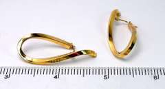 Fancy Long Swirl Hoop Earrings, 14KT