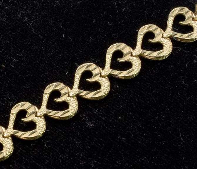 Pretty Multi-Finish Heart Necklace in Gold