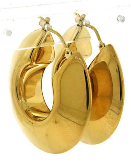 Simple 14kt YG Wide Knife Edge Hoop Earrings