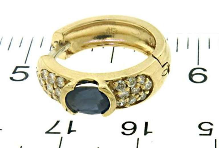 Dreamy Sapphire and Pave Diamond Hoop Earrings