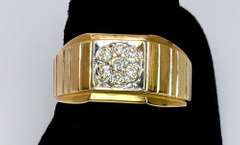 Stylish Mens Diamond Cluster Ring in Gold
