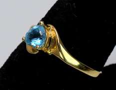 Cute Heart-Cut Blue Topaz Ring in Gold