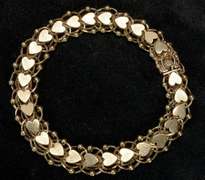 Heavy Tiered Heart Bracelet in Gold