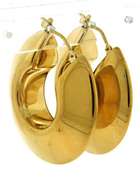 Simple 14kt YG Wide Knife Edge Hoop Earrings