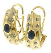 Gorgeous Cab Sapphire and Diamond Earrings