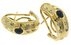 Gorgeous Cab Sapphire and Diamond Earrings