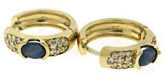 Dreamy Sapphire and Pave Diamond Hoop Earrings