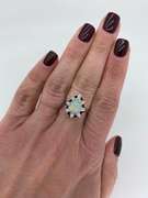 Halo Style Opal, Sapphire and Diamond Ring