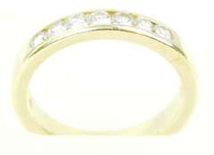 Versatile 14K Gold Band with 7 Diamonds, Size 6