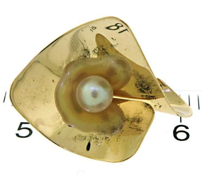 Stylish 14kt YG Abstract Pearl Earrings