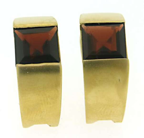 Amazing 14kt YG Matte Finish Garnet Earrings