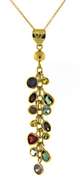 18kt Multi Gemstone Bezel Set Tassle Necklace