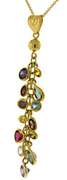 18kt Multi Gemstone Bezel Set Tassle Necklace