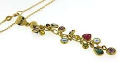 18kt Multi Gemstone Bezel Set Tassle Necklace
