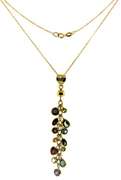 18kt Multi Gemstone Bezel Set Tassle Necklace