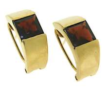 Amazing 14kt YG Matte Finish Garnet Earrings