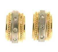 Unique 14kt Two-Tone Etruscan-Style Diamond Earrings