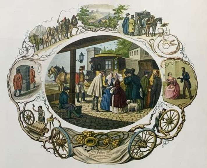 Vintage The Postmaster Lithograph