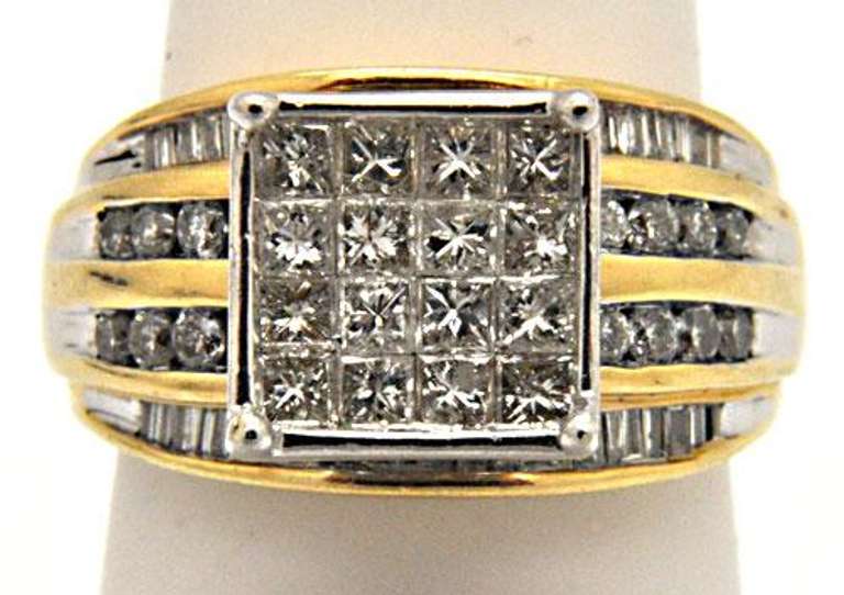 14K YELLOW GOLD 1.75 CARAT DIAMOND RING.