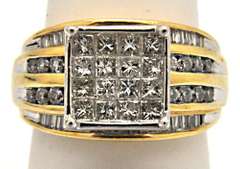 14K YELLOW GOLD 1.75 CARAT DIAMOND RING.