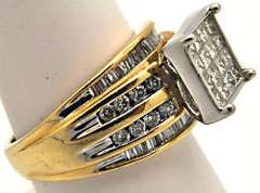 14K YELLOW GOLD 1.75 CARAT DIAMOND RING.