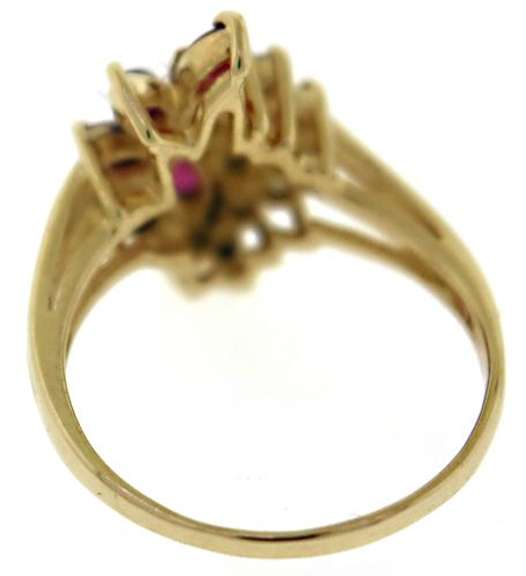 Beautiful 14kt YG Ruby Diamond Cluster Ring