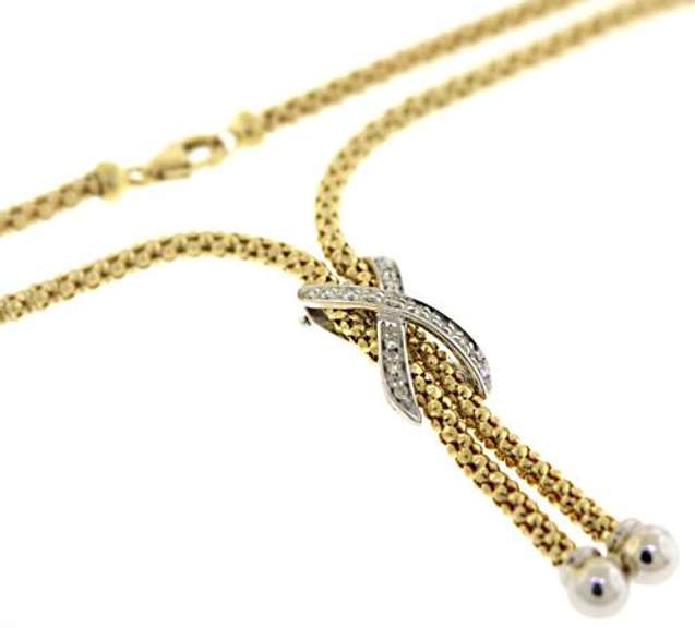 Striking 18kt YG Diamond "X" Mesh Chain Necklace